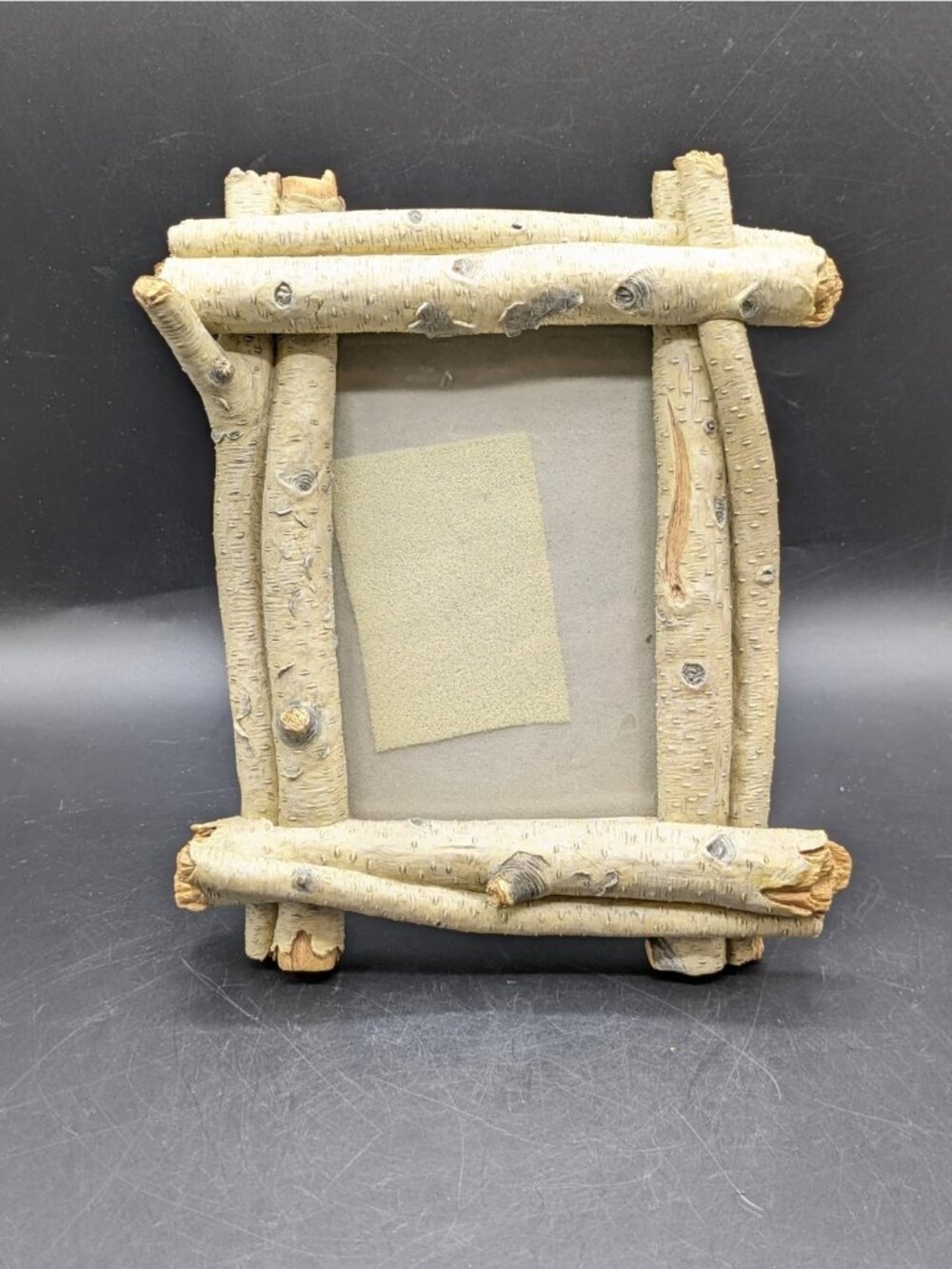Birch Bark Wood Rustic Picture Frame Resin Holds 4x6 Photo Lodge